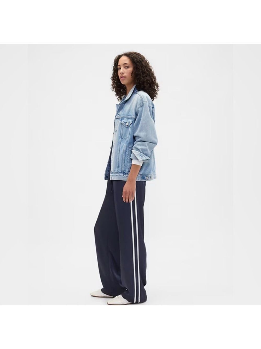 Gap Athleisure Casual Relaxed Satin Straight-Leg Track Pants NWT M Tall Lounge - Picture 3 of 8